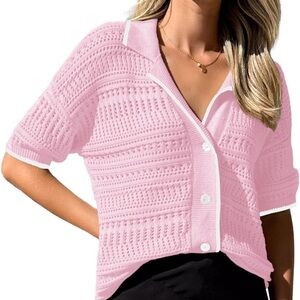 Knit button up blouse